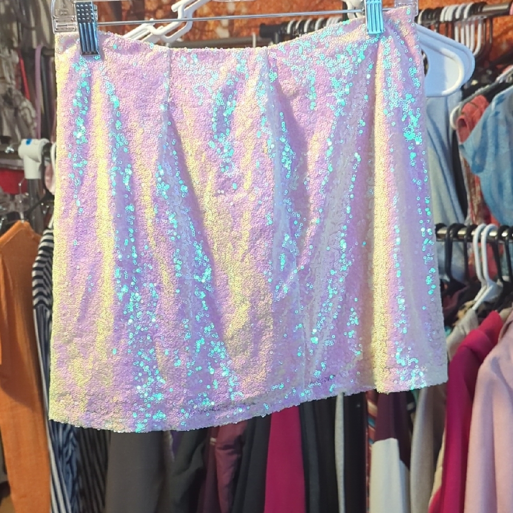 Glamorous Sequin Mini Skirt in Iridescent Pink